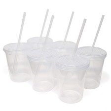 Rolling Sands 16 Oz. Reusable Plastic Stadium Cups with Lids 6 Pack, USA Made