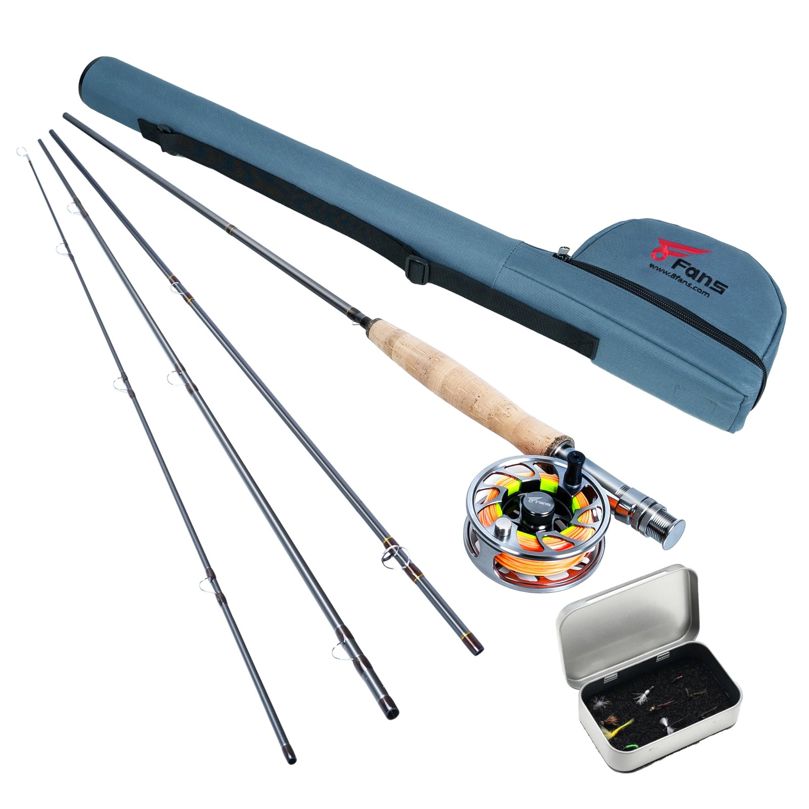 Fly Fishing Rod Reel Combo 9ft 5/6wt 4 Section Portable CNC Aluminum Fans Combos