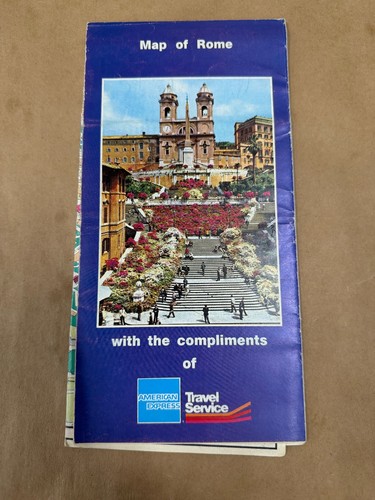Vintage American Express Map of Rome Italy Travel Service Tourist Guide
