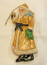 5.5" Folk Art OLD WORLD SANTAV Christmas Tree Ornament Ceramic Vintage