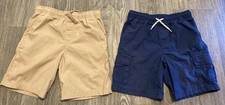 Boys Wonder Nation Pull-on Twill Shorts sz 10/12 Lot Of 2 Camel/Blue