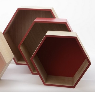 Kaemingk 3 Basic Luxury Hexagonal Shadow Boxes Rose Red Accents 11.5 - 15.5''