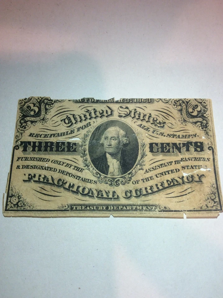 Rare Fractional Currency Note Error Specimen- Missing Back Side Blank Printing  - Image 2 of 3