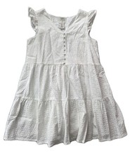Joie Eyelet Babydoll Tiered Mini Dress White Sz L Cottagecore Lined Boho Sale