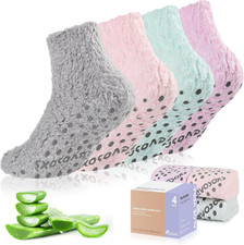 Fuzzy Grip Socks for Women Men,Thick Warm Slipper Cozy Fluffy Non Slip Ankle Hos