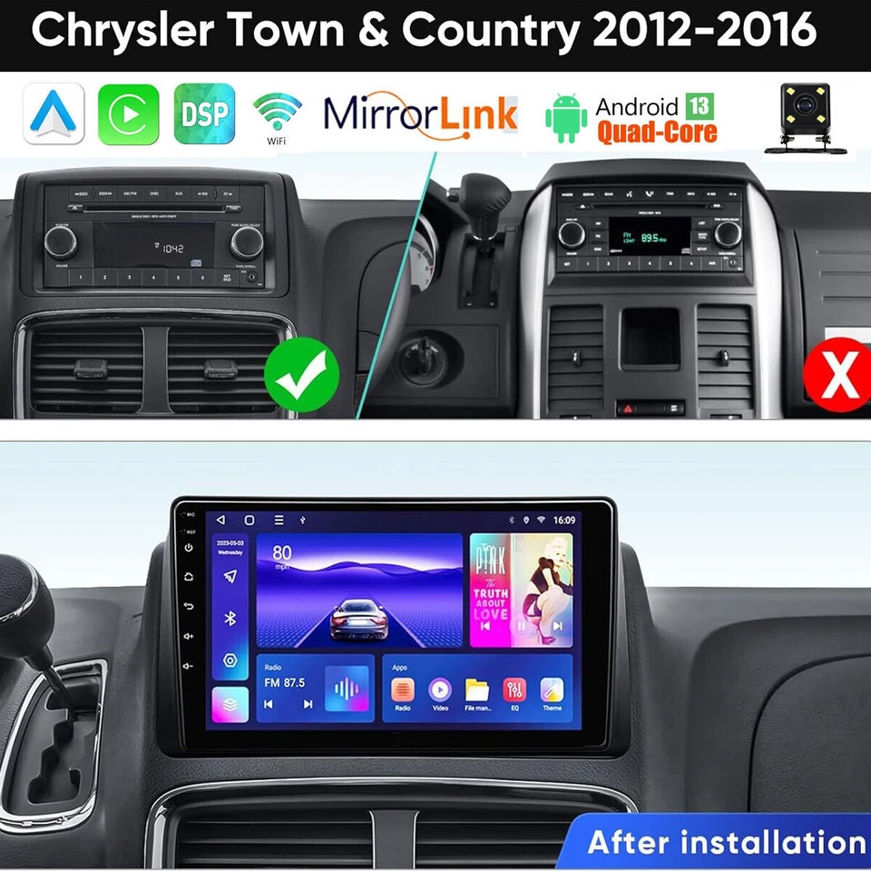 For 2012-2016 Chrysler Town & Country Android 14.0 Stereo Car Radio GPS Carplay - Изображение 2 из 4
