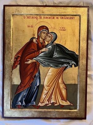 Authentic Icon From Greece: the Visitation Of Mary And Elizabeth