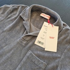 NWT Orlebar Brown Terry Polo Shirt Granite Grey Cotton Towelling 271672 Mens S