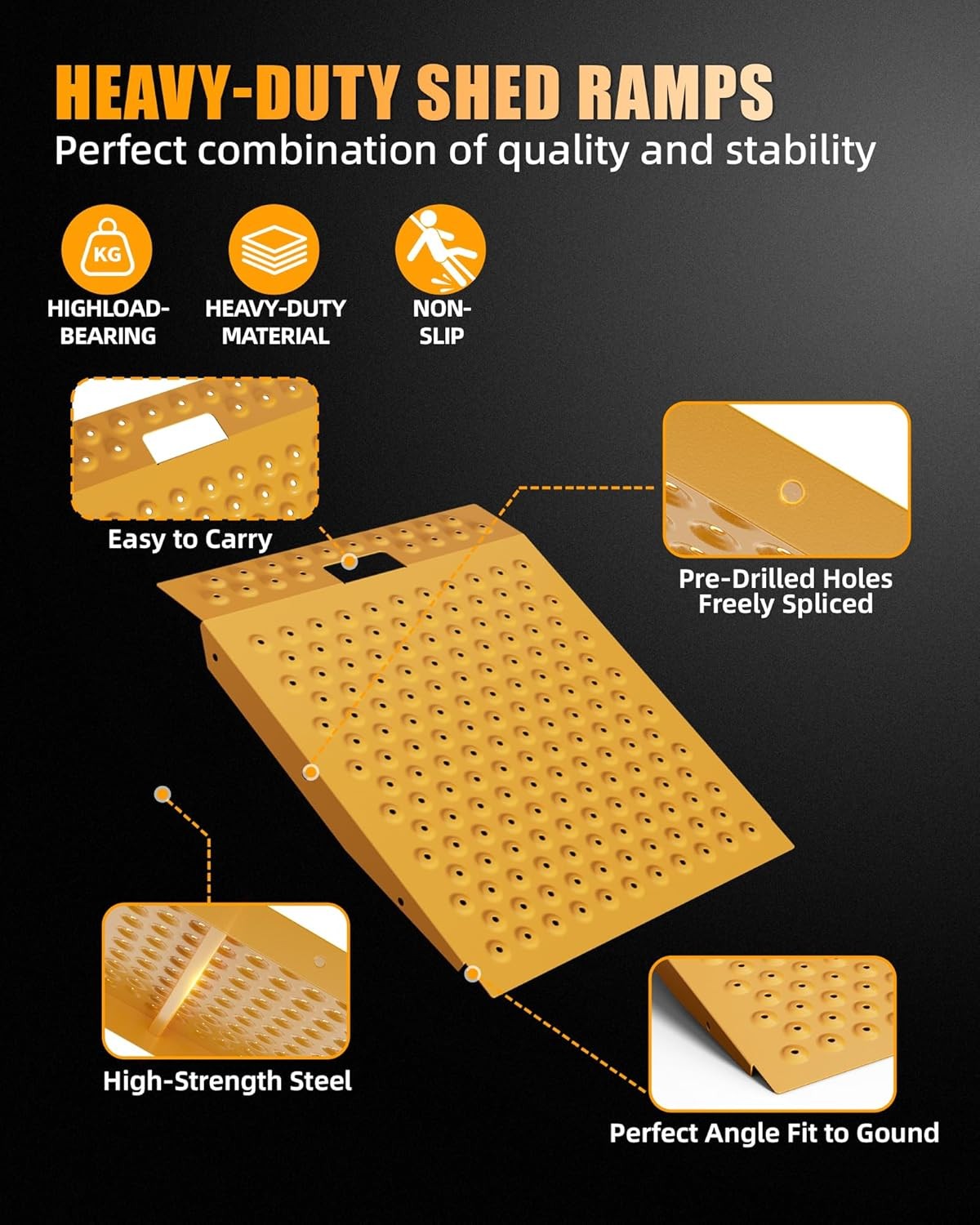 1/2 PCS Shed Ramp for Riding Mower Punch Plate Ramp for ATV Motorcycles Garages