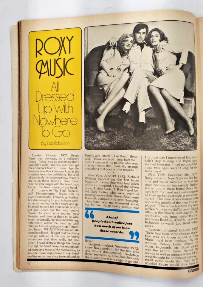 CREEM MAGAZINE, No.9 FEBRUARY 1976 CHICAGO / ROXY MUSIC / SPARKS / PATTI SMITH - Image 4 of 4