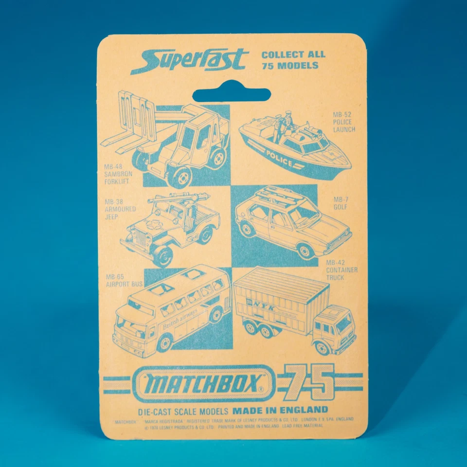 Matchbox Superfast / MB 38 C4 / Armoured Jeep / 1976 / MIB Blister Pack - Image 3 of 3