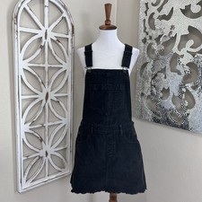 American Eagle Dress SMALL Black Corduroy Overall Pinafore Mini Jumper 009