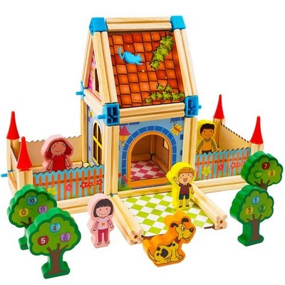 268pcs Wooden Building Blocks House Construction Set Kids Educational Toy