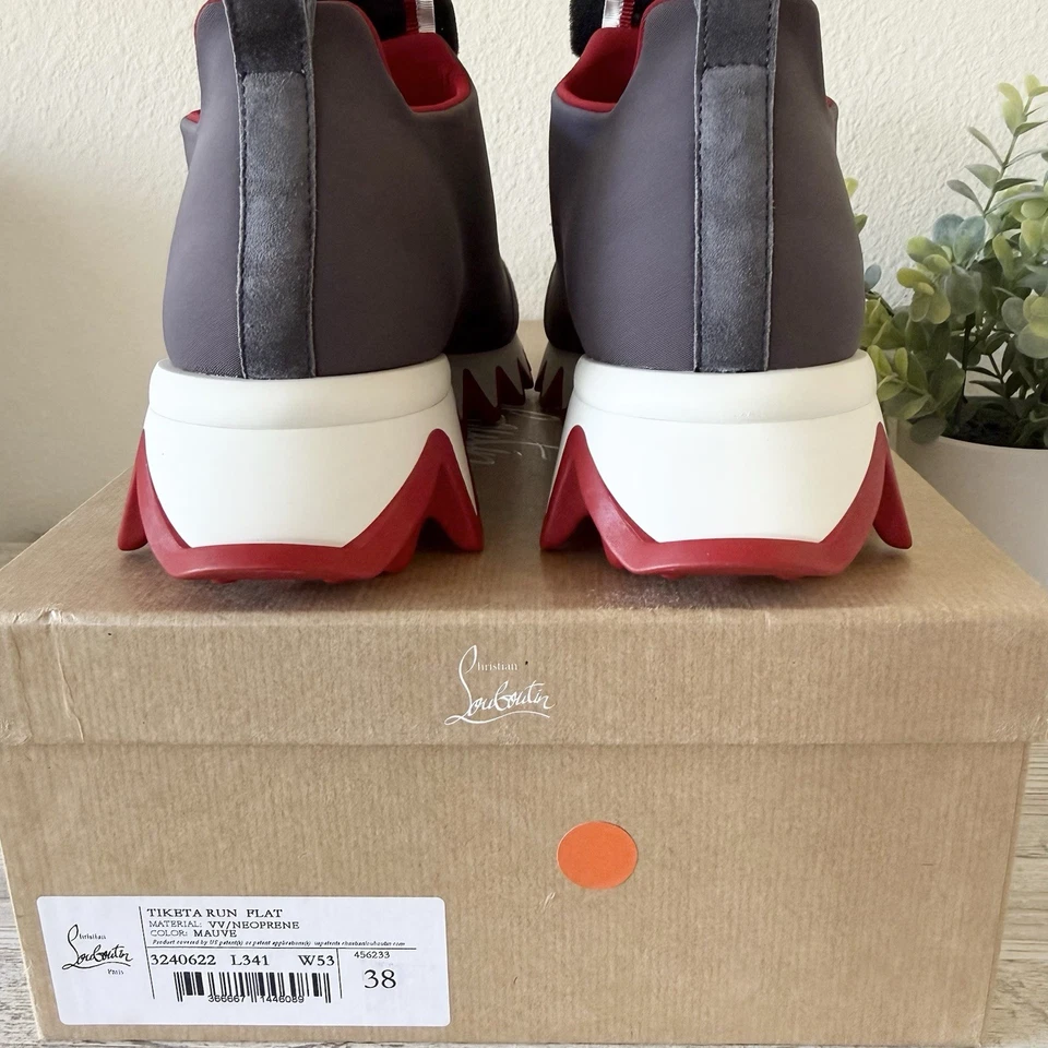 Nuevo Christian Louboutin Tiketa Run Terciopelo Neopreno Mujer Zapatillas Talla 38, EE. UU. 8 Foto 2 de 4