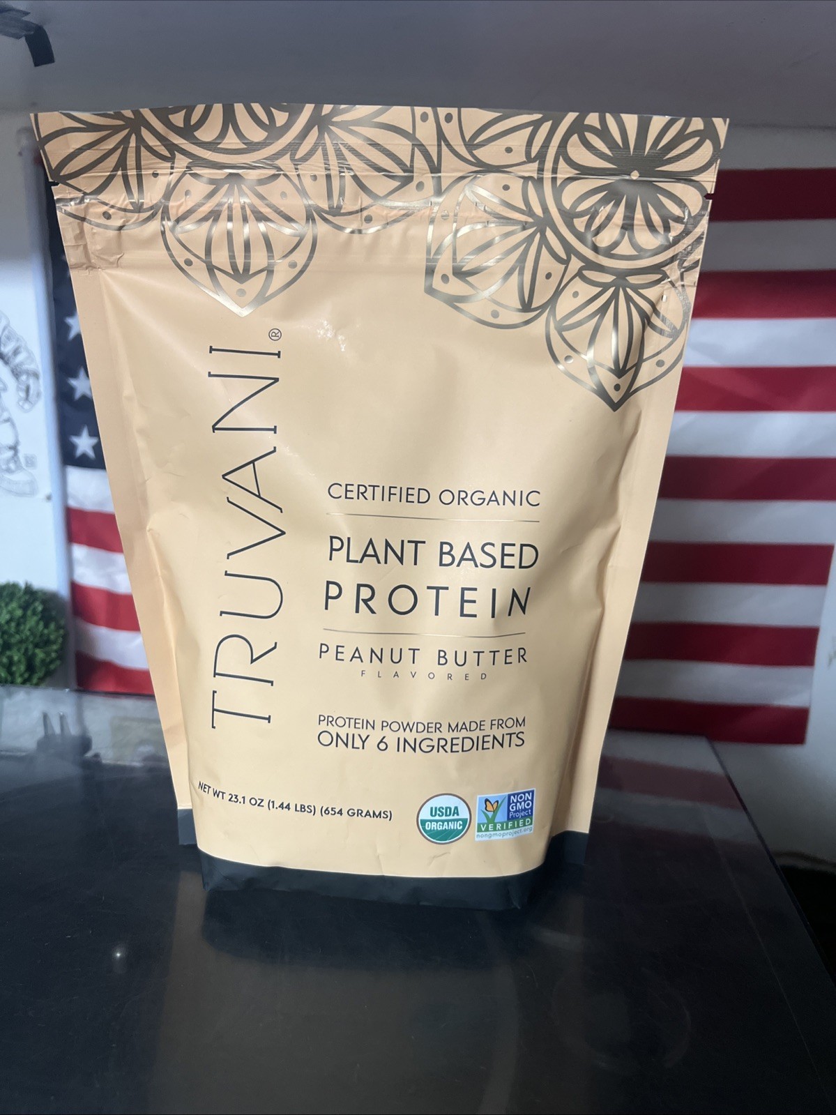 Truvani Plant Based Organic Protein Powder  Peanut Butter 1.44 lbs Ex9/26