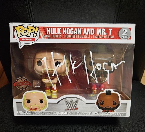 Hulk hogan signed WWE special edition Hogan Mr T figure funko pop COA photoproof