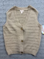 Cat & Jack Sweater Vest Youth XL 14 Brown Kni...