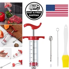 Food Grade Meat Injector Syringe for Smoking Grilling and Holiday Roasts