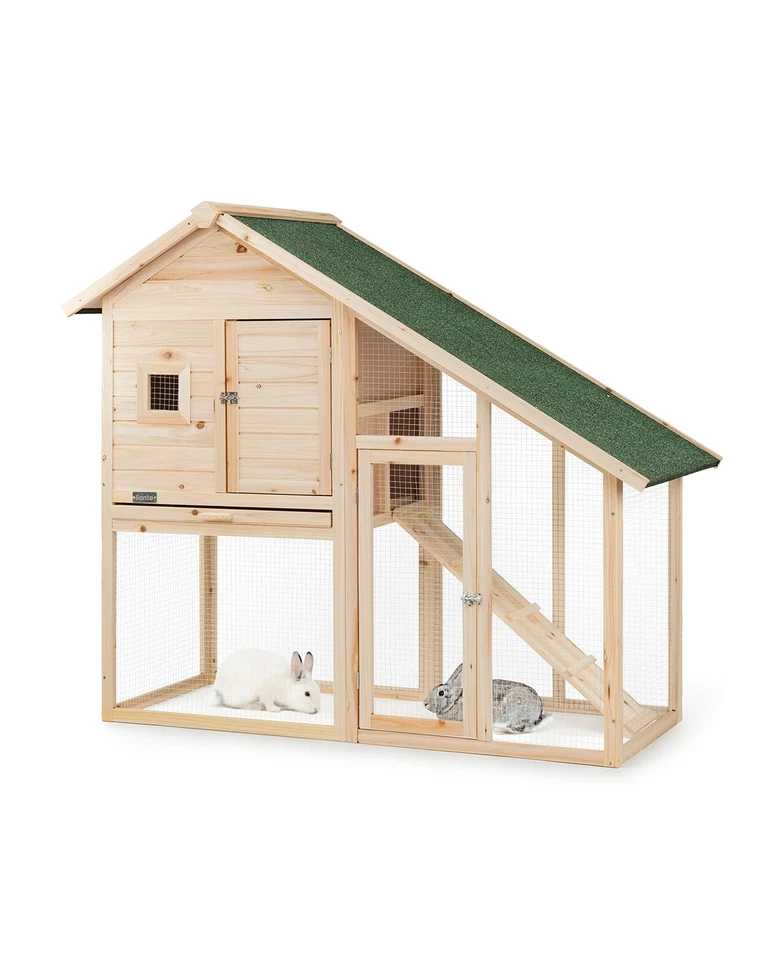 lionto Clapier Petit enclos pour animaux villa pour lapin 140x65x119 cm - Photo 1/4