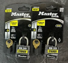 2 Pack Master Lock 3SSKAD Laminated Stainless Steel Keyed Alike Padlock NEW