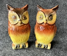 Vintage MCM Ceramic OWL Salt & Pepper Shakers by Artmark H-922 Made in Japan