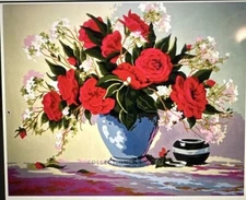 Printed Needlepoint Canvas Only Collection D Art  Roses 60x50 Cm