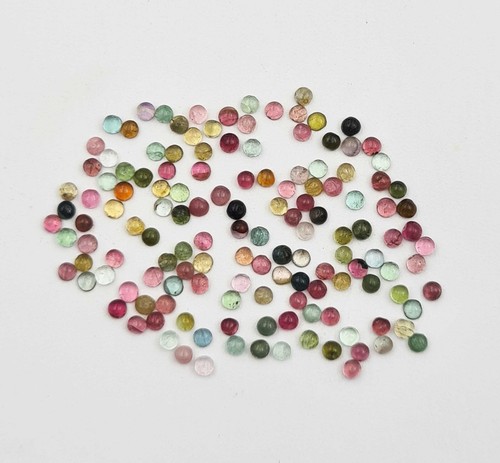 Natural Multi Tourmaline Round Cabochon Loose Gemstone Lot 100 Pcs 2.25 MM - Picture 5 of 6