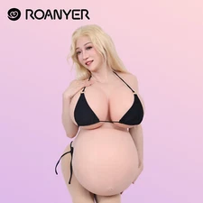 Roanyer Crossdresser Silicone Triplets Fake Pregnant Belly Costumes for Cosplay