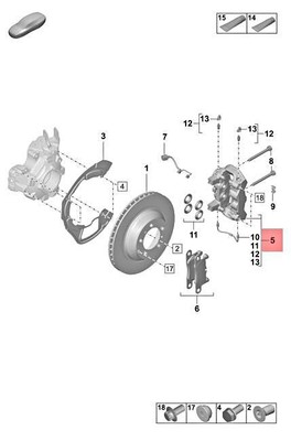 Genuine PORSCHE Taycan Caliper Without Brake Pads Left Rear 