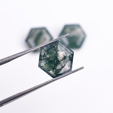 Natural Moss Agate Hexagon Shape 10X10 mm Worry Gemstone Birthday Gift 1 Ct.