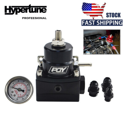 BLACK AN8 AN6 Fuel Inject Pressure Regulator Kit W/ Oil Gauge 8AN 6AN ...