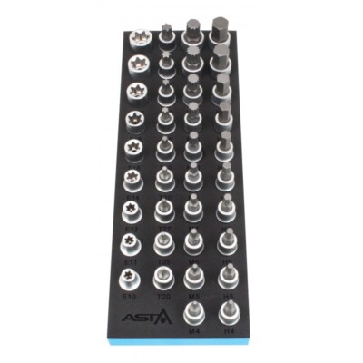 Asta 1/2 Zoll Bit-Satz HEX, Torx, E-Profil, Vielzahn XZN mit Hartschaum Einlage