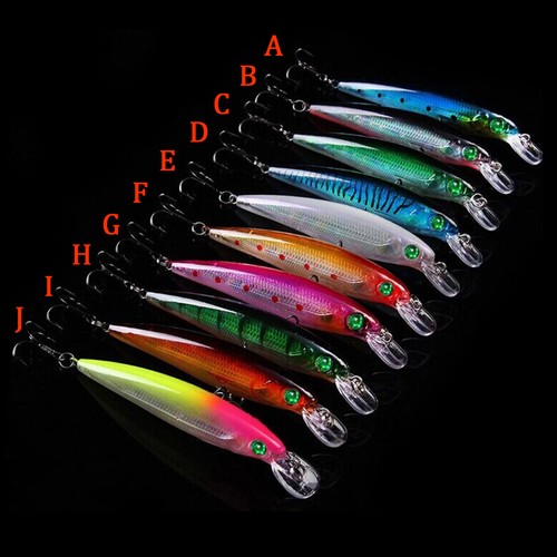 10 pezzi nuovi ami esca minnow esche da pesca manovella basso crankbaits attacco affondamento - Foto 4 di 13