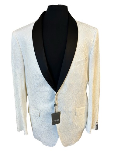 Madison Mens White Floral Tuxedo Dinner Jacket Regular Fit Paisley Prom Org 160