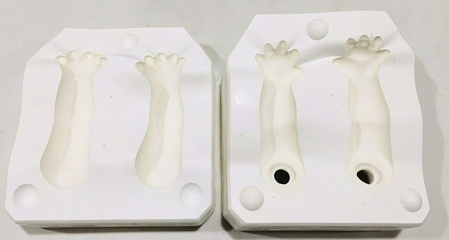 Byron Molds Doll 4.25" Pair of Straight Arms Splayed Fingers B482c Slip Casting 