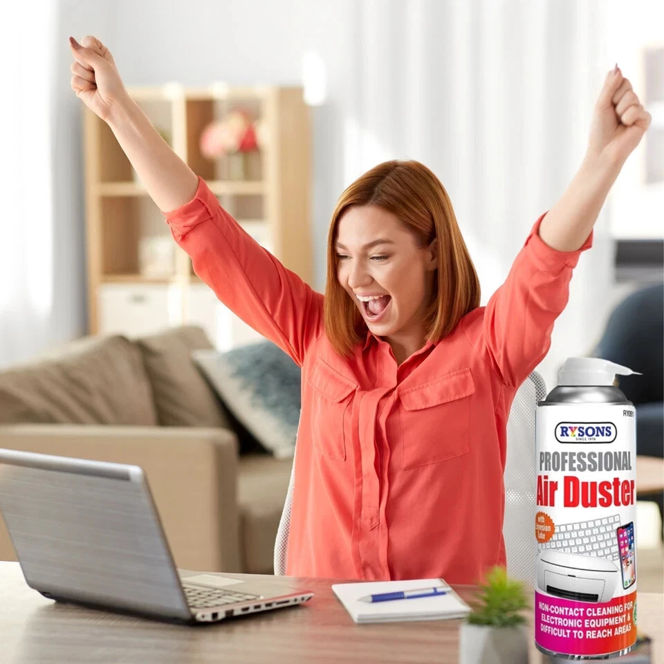 2 X  COMPRESSED AIR DUSTER SPRAY CAN PROTECTS CLEANER PC LAPTOPS KEYBOARDS 200ML - Image 2 of 4