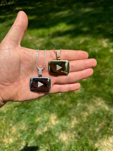 MOISSANIT Iced Youtube Play Button Anhänger echt 925 Silber/vergoldet Halskette - Bild 18 von 24