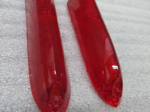 Pair of 1958 Oldsmobile Tail Light Brake Stop Light Lamp Lenses- Lower Red Lens - Picture 2 of 8