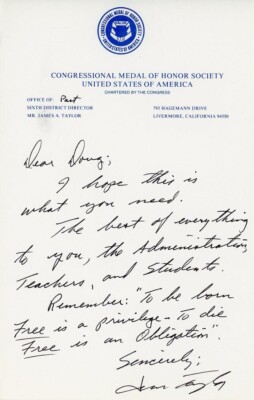 James Allen Letter James Allen Taylor- Signed Handwritten Letter (MOH) | eBay