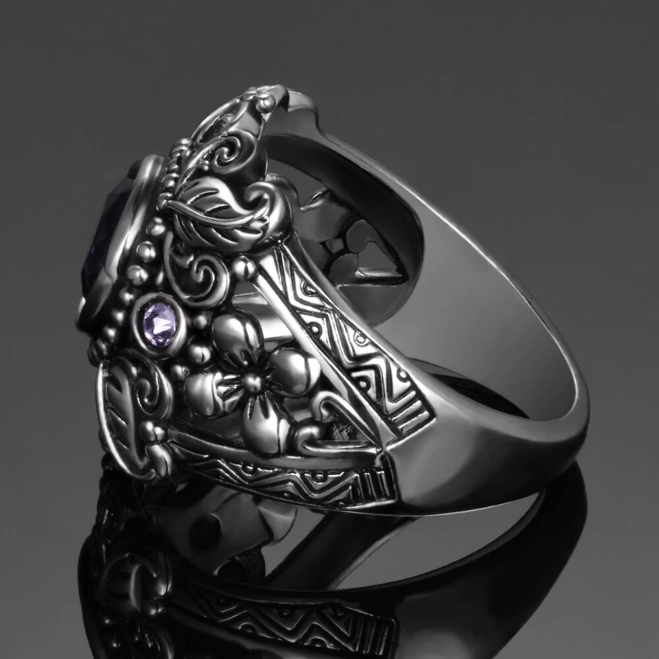 BAGUE ARGENT STERLING 925 VINTAGE AMÉTHYSTE FEMME - Photo 4/4