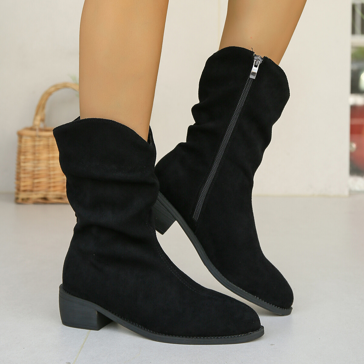 Womens Boots Cute Flat Ankle Booties Women's Slouchy Boots Low