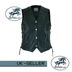 Women's Ladies Classic Motorcycle Biker Real Cowhide Leather Waistcoat Vest UK