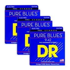 3 SETS DR Strings Pure Blues Electric Guitar Strings Pure Nickel Lite 9-42