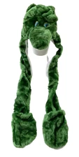 Alligator Cartoon Hat Winter Fluffy Plush Long Mitten Cap Earmuff Long Pawn