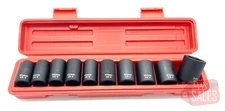 10pc 1/2" Drive Shallow Impact Socket Set METRIC 6 Point Sockets w/ Case 