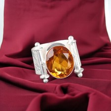 925 Sterling Silver Jewelry Natural Citrine Gemstone Handmade Ring All Size DE