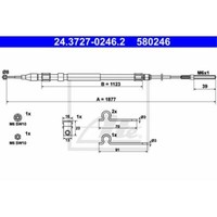 ATE Handbremsseil Bremsseil Hinten Rechts FüR BMW 5Er E39 24.3727-0246.2