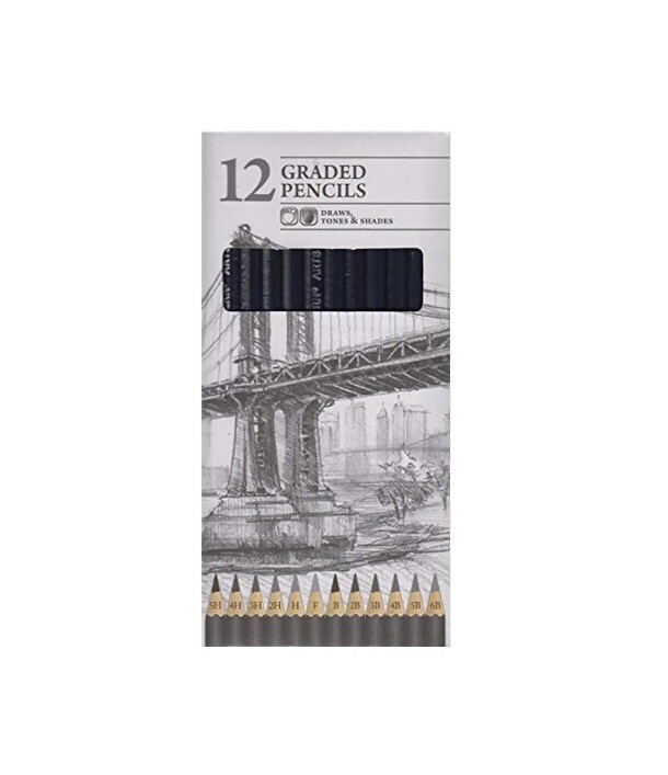 PACK OF 12 GRADED ARTIST SKETCHING PENCILS TONES & SHADES 5H TO 6B ASSORTED NEW