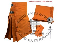 Scottish Handmade Traditional Saffron Tartan kilt for Men's Custom size Kilt