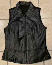 VTG Women's Medium Wilsons Leathers Maxima Black Full Zip Motorcycle Biker Vest